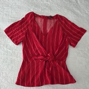 Dynamite Red and White Striped Blouse